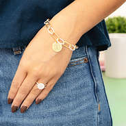 silver criss cross ring with mixed metal chainlink bracelet