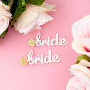 bride earrings with roses on pink