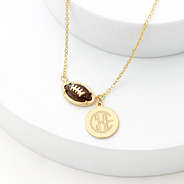 Monogrammed Football Necklace in Brown