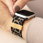 leopard monogrammed watch band on wrist
