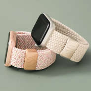 pink and tan monogrammed smart watch bands