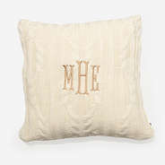 Monogrammed Cable knit Pillow Sham in ivory