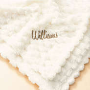 ivory textured plush blanket up close