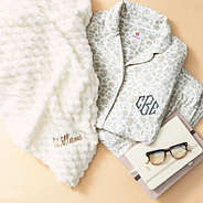 ivory textured plush blanket with softspun pajamas