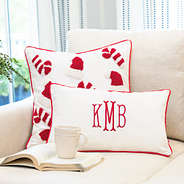 christmas pillow case set on couch