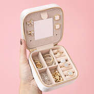 open ivory velvet travel jewelry case