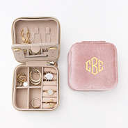 full velvet travel jewelry case in blush