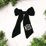 black monogrammed velvet bow with garland
