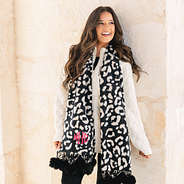 Monogrammed Leopard Pom Pom scarf on Peyton