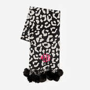 Monogrammed Leopard Pom Pom Scarf Hot Pink