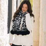 Monogrammed Leopard Pom Pom scarf on Peyton wrapped