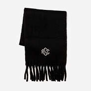 Monogrammed oversized scarf in black