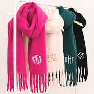 multi oversized scarves on rack