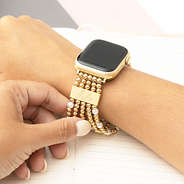 beaded pearl watch band on arm