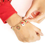 monogrammed christmas bracelet with wreath santa and tree charms