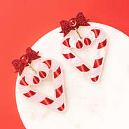 candy cane heart earrings up close