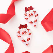 candy cane heart earrings with ribbon