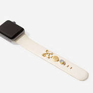 monogrammed bow smartwatch charm set in gold on watch