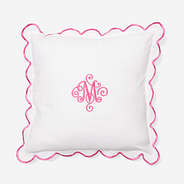 Monogrammed Scalloped Pillow Sham in Pink