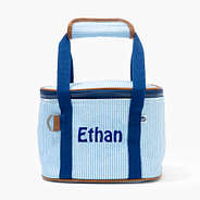 Blue Seersucker Small Cooler | Perfect for Kids!