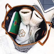 Inside of Monogrammed Overnight Tote