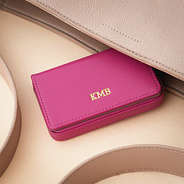 pink business card holder