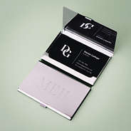 stainless steel business card closed and open