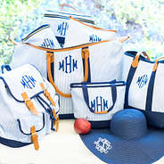 Monogrammed Blue Seersucker Collection