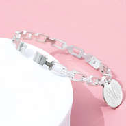 silver pave chainlink bangle clasp open