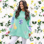 girl wearing personalized easter sweatshirt with floral background