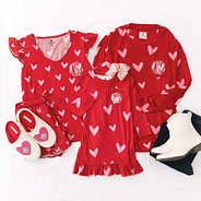 red hot hearts monogrammed family pajamas
