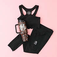 black scalloped sports bra flatlay