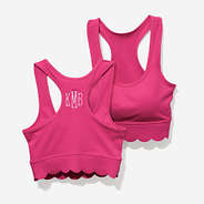 Monogrammed Scalloped Sports Bra in Hot Pink