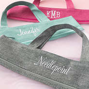 personalized reusable storage bag in hot pink mint and charcoal new monogram size