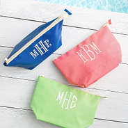 trio of monogrammed waterproof cosmetic pouch