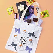 ghost halloween bag flatlay