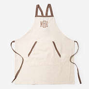 monogrammed canvas apron in ivory