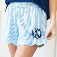 navy seersucker scalloped boxer shorts