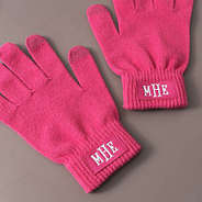 close up of personalized hot pink gloves