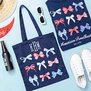 americana bows bow tote with america t-shirt