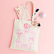 pink bows bow tote flatlay