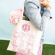 pink bows bow tote on shoulder