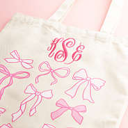 pink bows bow tote up close
