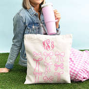 pink bows bow tote with tumbler