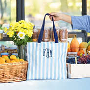 blue striped tote at farmers market1