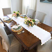 khaki scalloped table runner full table