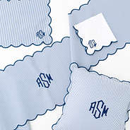 navy seersucker scalloped placemat with navy seersucker collection