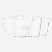 Monogrammed Scalloped Table Runner in Khaki