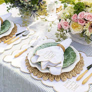 khaki scalloped placemat table setting