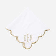 Monogrammed Scalloped Napkin in Khaki